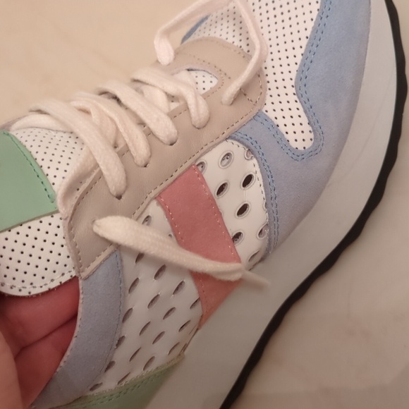 Clover Leather Preppy Sneakers High Tops Back Tops School Sz 36/ US 5 Pastel - Picture 7 of 10